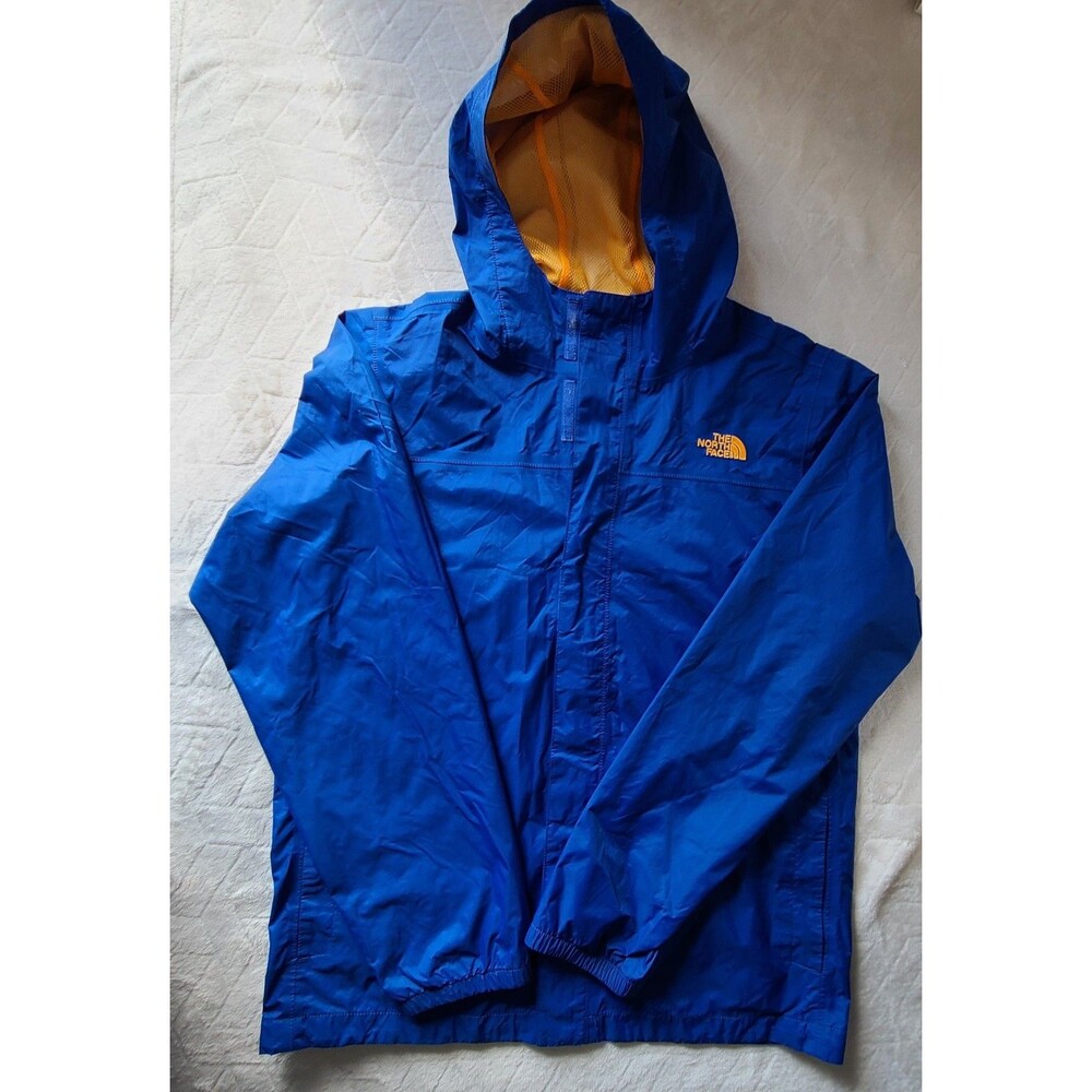 The North Face Boys XL 18/20 Blue Orange Hooded Rain Windbreaker Jacket